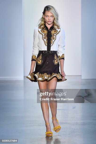 Sasha Pivovarova walks the runway for Zimmermann during New York Fashion Week: The Shows at Gallery I at Spring Studios on September 10, 2018 in New...