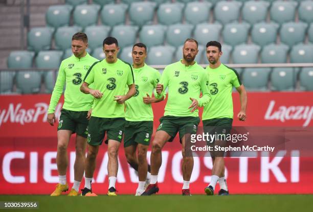 Wroclaw , Poland - 10 September 2018; Players, from left, Aiden O'Brien, Shaun Williams, Graham Burke, David Meyler and Enda Stevens during a...