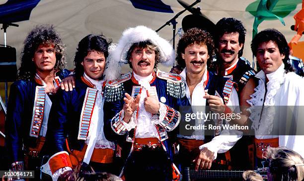 Paul Revere and The Raiders perform on the TV show "Summer Place" taped at Paradise Cove in Malibu, CA