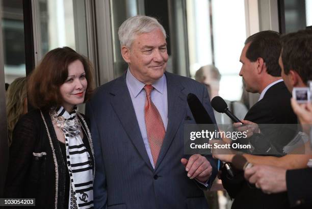 Conrad Black and his wife Barbara Amiel leave the Dirksen Federal Building following a hearing detailing the terms of his bail July 23, 2010 in...