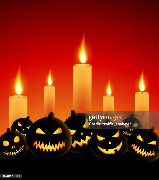 halloween background - pumpkin candles stock illustrations