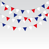 Garlands of red white blue flags. Vector illustration