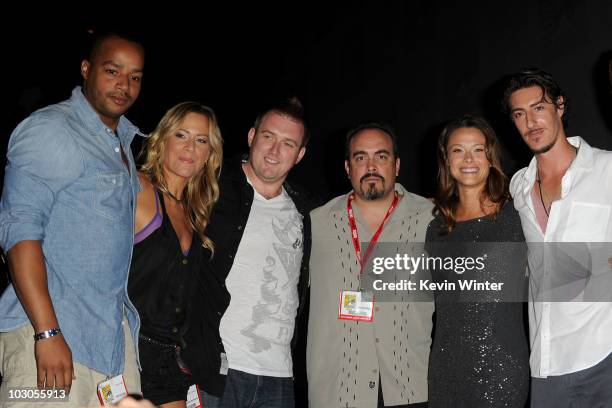 Actors Donald Faison, Brittany Daniel, co-Director Colin Strause, actors David Zayas, Scottie Thompson and Eric Balfour speak onstage at the...