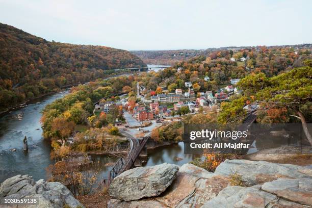 harpers ferry view from maryland heights - appalachian trail stock pictures, royalty-free photos & images