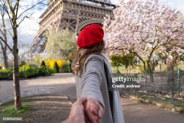 follow me to paris - beret stock pictures, royalty-free photos & images