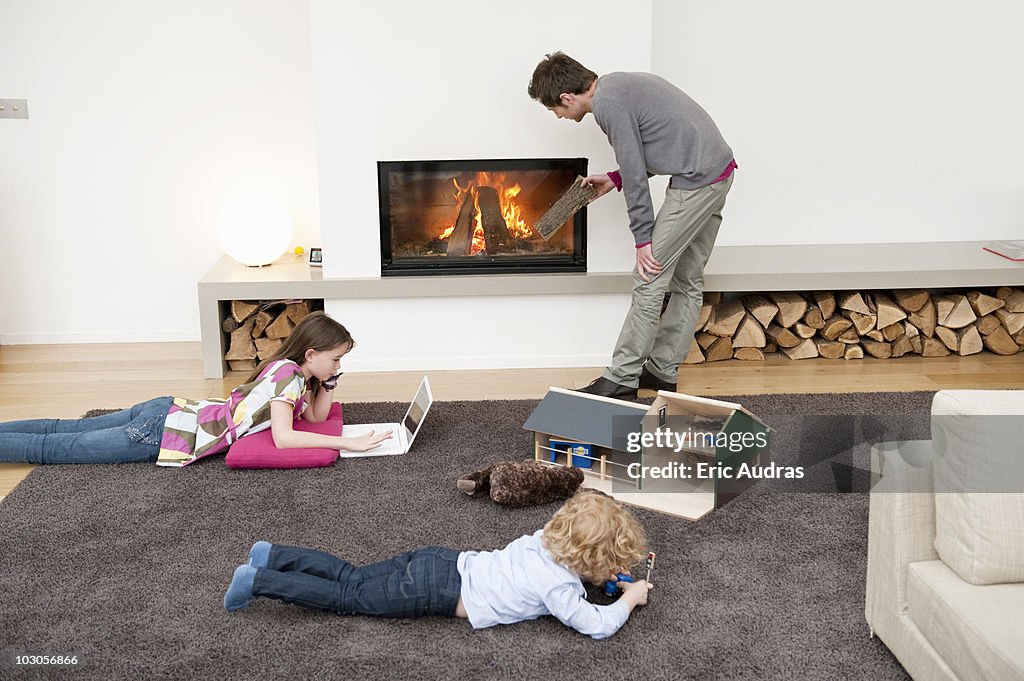 Family in a living room