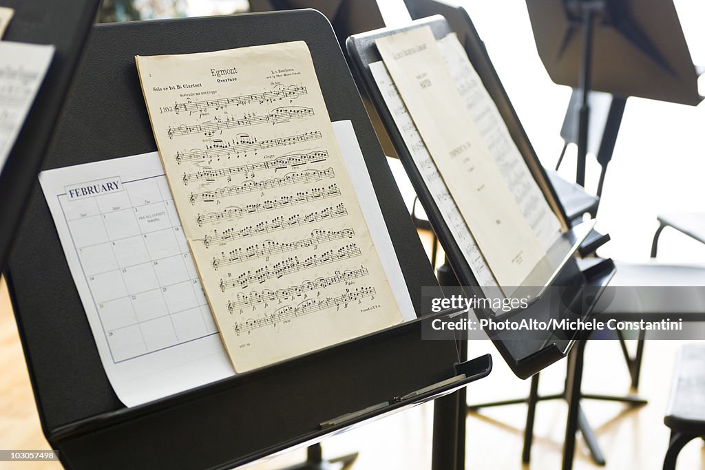 Sheet music on music stand