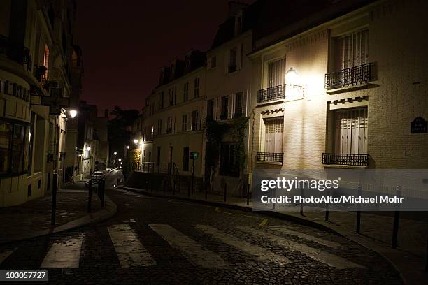 france, paris, montmartre, rue cortot at night - paris night stock pictures, royalty-free photos & images