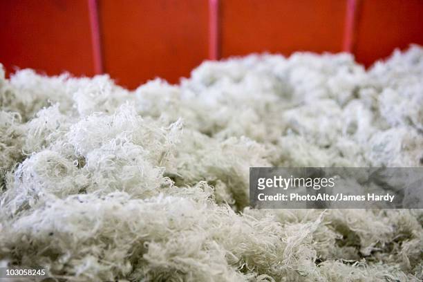 polyester fibers obtained after pvc sheeting has been crushed and recycled - polyester stock-fotos und bilder