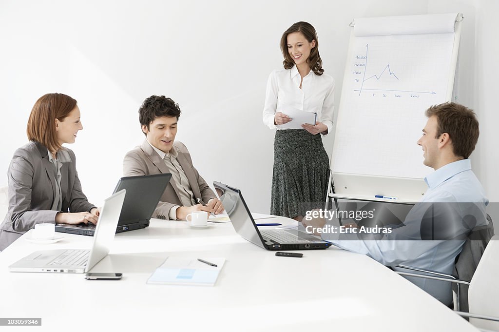 Business executives in a board room