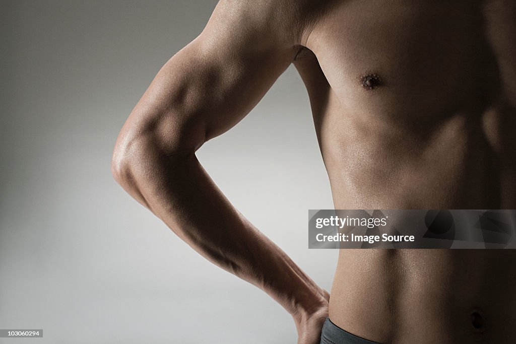 Muscular mature man, front view