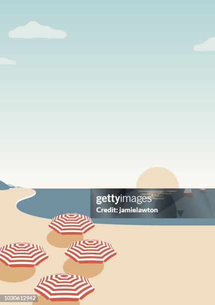 illustrazioni stock, clip art, cartoni animati e icone di tendenza di sfondo scena spiaggia estiva - costa caratteristica costiera
