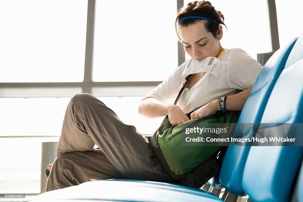 Woman traveler at airport