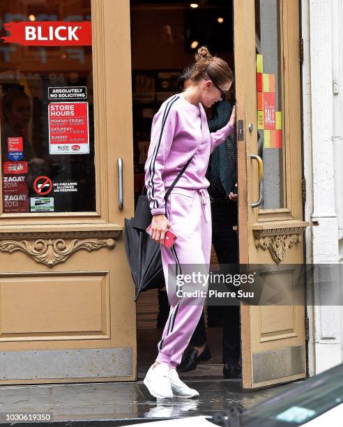 Gigi Hadid is seen in Soho on September 10, 2018 in New York City.