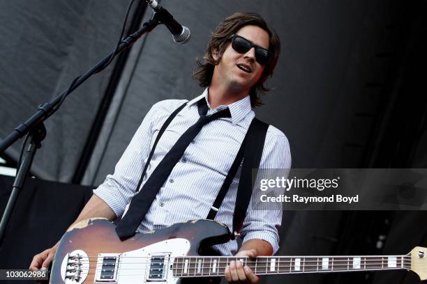 Tim Foreman of Switchfoot performs at Charter One Pavilion at Northerly Island in Chicago, Illinois on July 20, 2010.