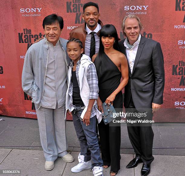 Jackie Chan Jaden Smith Jada Pinkett-Smith Harald Zwart Will Smith attends Norwegian premiere of 'The Karate Kid' on July 23, 2010 in Fredrikstad,...