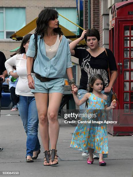 Katie Holmes, Suri Cruise and Isabella Jane Cruise seen on the streets of Toronto on July 18, 2010 in Toronto, Ontario, Canada.