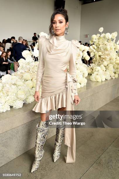 Actress Shay Mitchell attends the Zimmermann front row during New York Fashion Week: The Shows at Gallery I at Spring Studios on September 10, 2018...