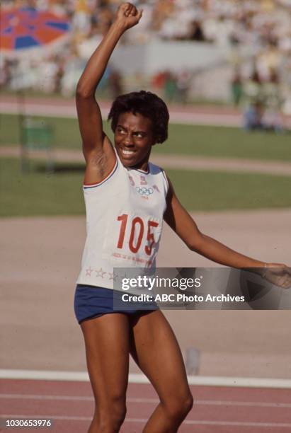 Mexico City, Mexico Wyomia Tyus competing in the Women's 100 metres event at the 1968 Summer Olympics / Games of the XIX Olympiad, Estadio Olímpico...