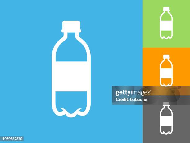 water bottle flat icon on blue background - water bottle stock illustrations