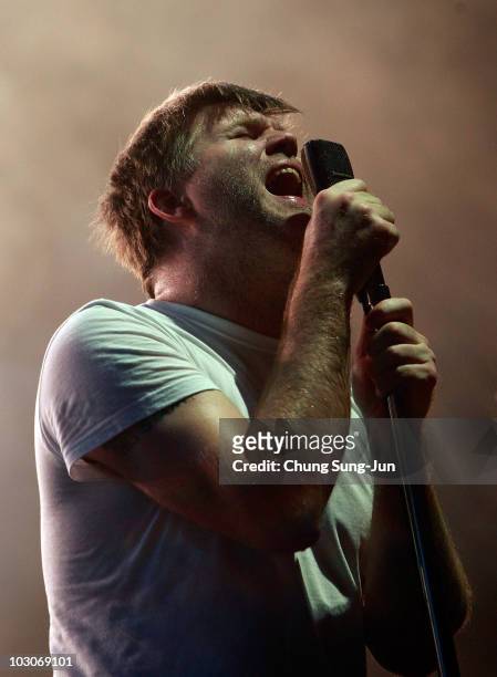 James Murphy of LCD Soundsystem performs on stage during the Pentaport Rock Festival at Dream Park on July 24, 2010 in Incheon, South Korea.