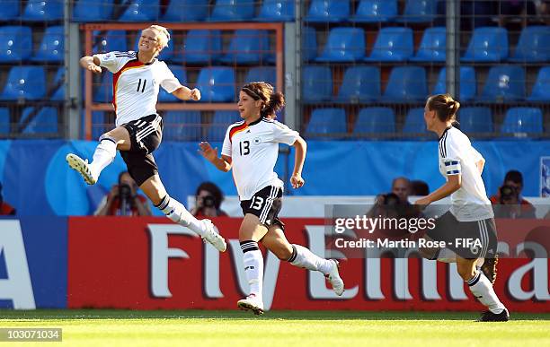 Alexandra Popp of Germany celebrates after scoring the opening goal during the FIFA U20 Women's World Cup Quarter Final match between Germany and...