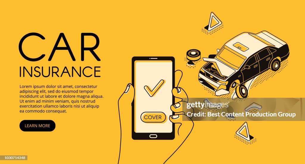 Car accident insurance app vector illustration