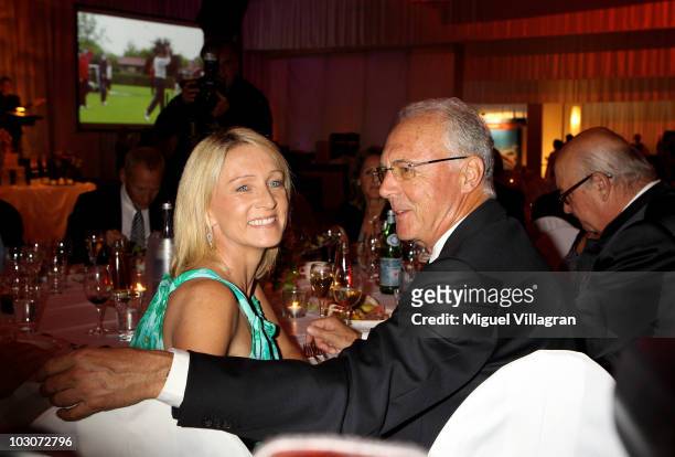German soccer legend Franz Beckenbauer and his wife Heidi attend the gala dinner of the Kaisercup Golf tournament on July 24, 2010 in Bad Griesbach,...