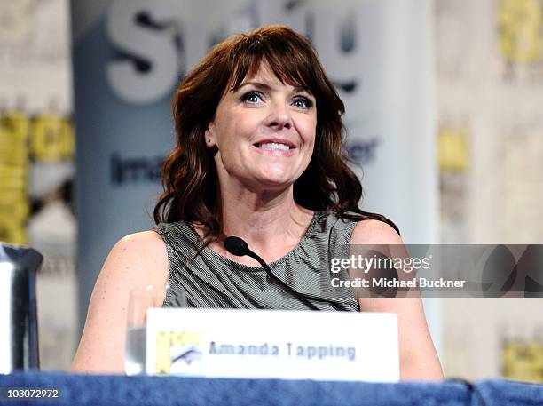 Actress Amanda Tapping attends "Sanctuary" Panel and Press Conference at Hilton San Diego Bayfront Hotel during Comic-Con 2010 on July 24, 2010 in...