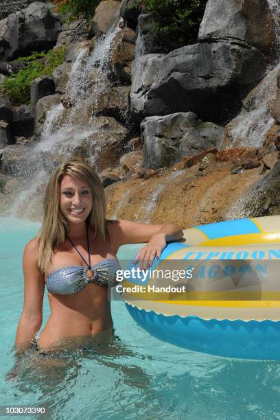 In this handout image provided by Disney, television personality Vienna Girardi of "The Bachelor" poses at Disney's Typhoon Lagoon water park at Walt...