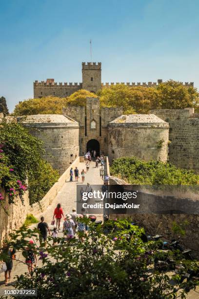 old town, rhodes, greece - wall and trench around fortress - rhodes places to visit stock pictures, royalty-free photos & images