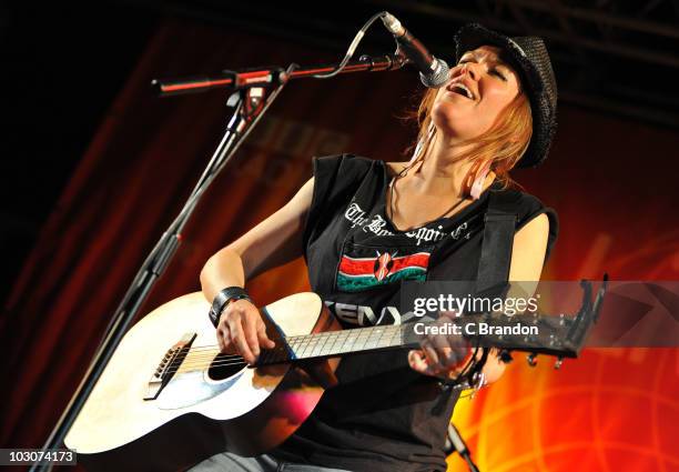 Cerys Matthews performs on stage during the second day of Womad Festival at Charlton Park on July 24, 2010 in Wiltshire, England.