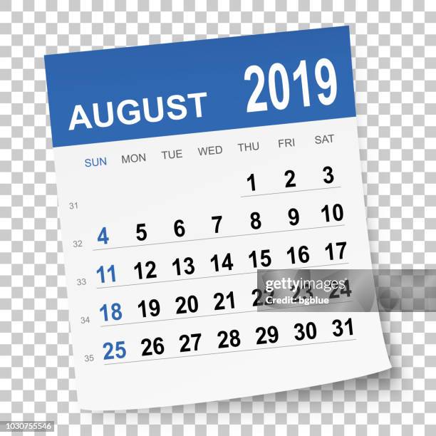 august 2019 calendar - august stock illustrations