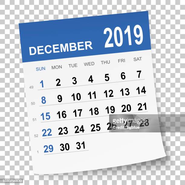 december 2019 calendar - papier stock illustrations
