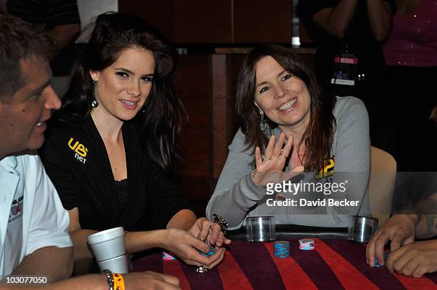 Professional poker players Tiffany Michelle and Annie Duke during the Annual Shawn Marion Foundation Poker Tournament at The Palms Casino Resort on...