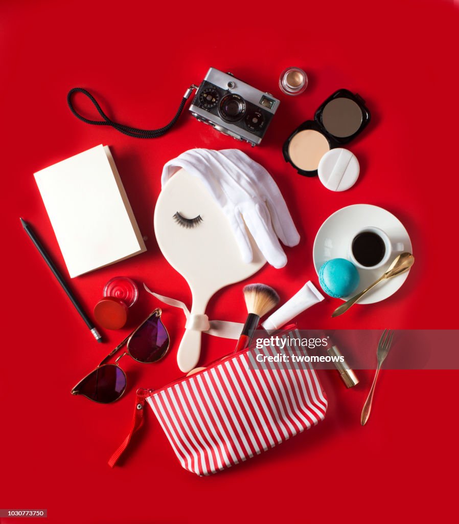 Conceptual women's lifestyle retail still life.