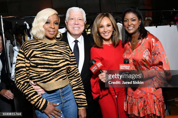 Mary J. Blige, Dennis Basso, Rosanna Scotto and Lori Stokes backstage at the Dennis Basso Spring/Summer 2019 Collection Runway Show during New York...