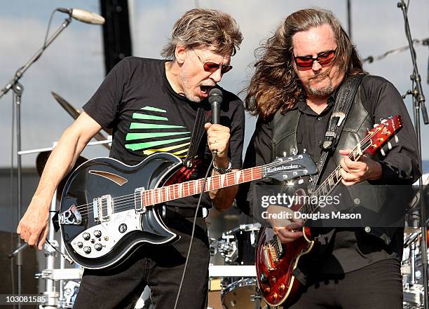 John Kay and Danny Johnson of Steppenwolf perform during Day 2 of the 2010 Hullabalou Music Festival at Churchill Downs on July 24, 2010 in...