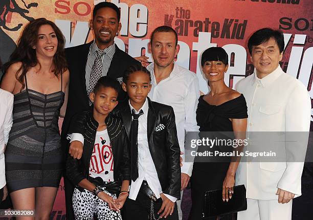 Dany Boon's wife Yaelle, Will Smith, Jaden Smith, Willow Smith, Dany Boon, Jada Pinkett Smith and Jackie Chan as they attend "The Karate Kid" film...