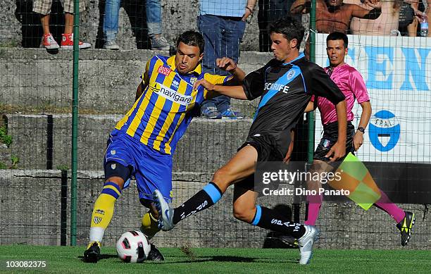 Valeri Bojinov of Parma in action during the preseason friendly match between Parma and Spal, at Stadio Comunale on July 25, 2010 in Levico near...