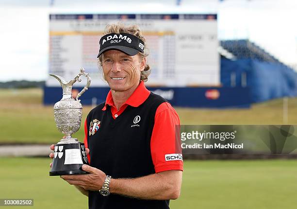 Berhard Langer of Germany poses with the trophy after winning the Senior Open Championship on July 25, 2010 at Carnoustie, Scotland.