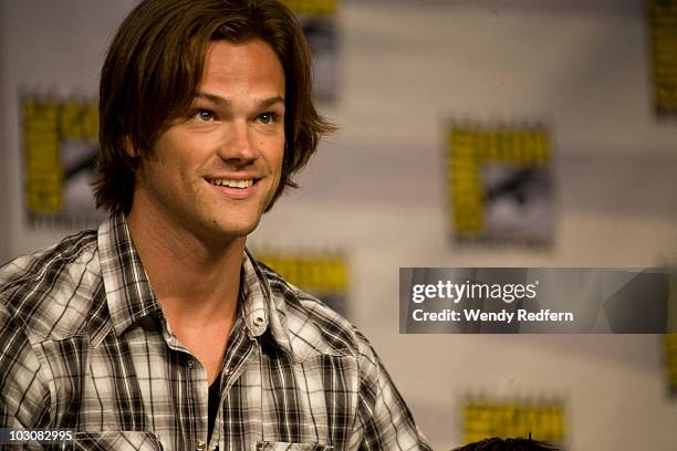 Jared Padalecki speaks at the Supernatural panel at Comic-Con on July 25, 2010 in San Diego, California.