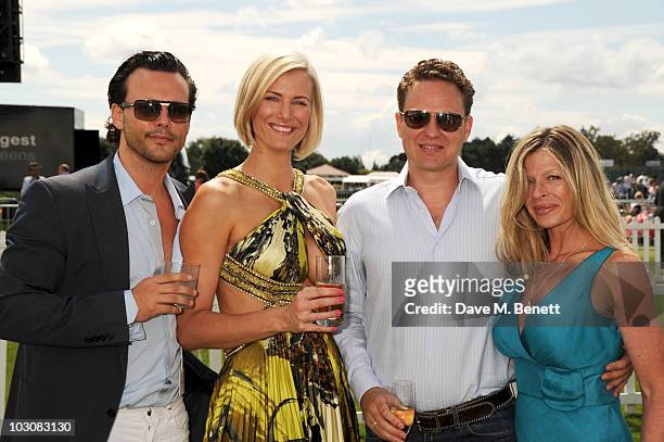 Alex Smith, Alex Leigh, Alex McLean, and Charlotte Brosnan attend the Cartier International Polo Day at Guards Polo Club on July 25, 2010 in Egham,...