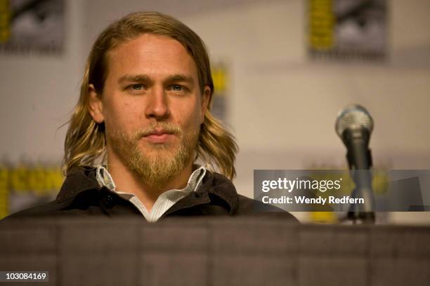 Charlie Hunnam speaks at the Sons of Anarchy panel at Comic-Con on July 25, 2010 in San Diego, California.