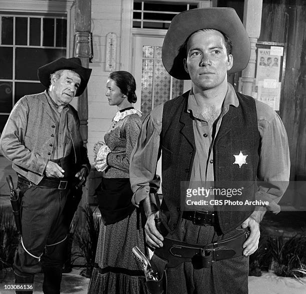 From left: Cameron Prud'homme, Joanne Linville and William Shatner. In "Old Marshals Never Die". Image dated July 23, 1958.