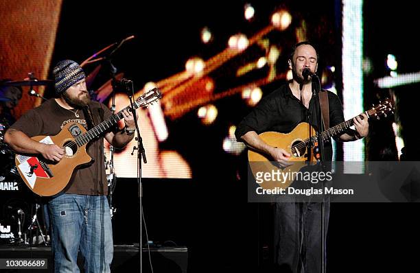 Zac Brown sits in with Dave Matthews performance during day three of the 2010 Hullabalou Music Festival at Churchill Downs on July 25, 2010 in...