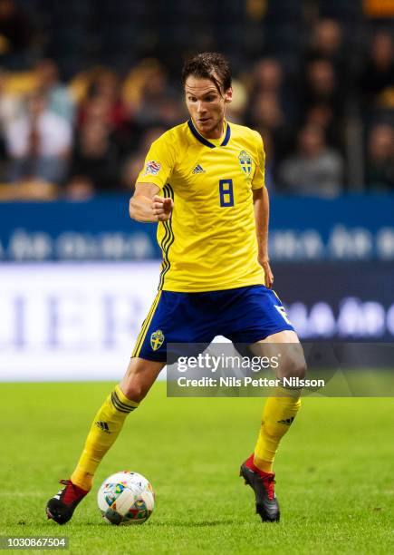 Albin Ekdal of Sweden during the UEFA Nations League B group two match between Sweden and Turkey on September 10, 2018 at Friends Arena in Solna,...