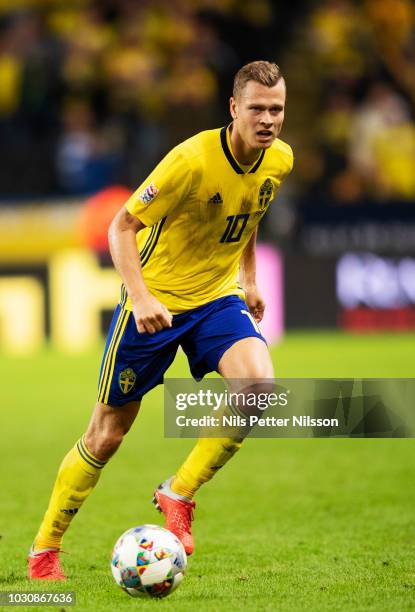 Viktor Claesson of Sweden during the UEFA Nations League B group two match between Sweden and Turkey on September 10, 2018 at Friends Arena in Solna,...