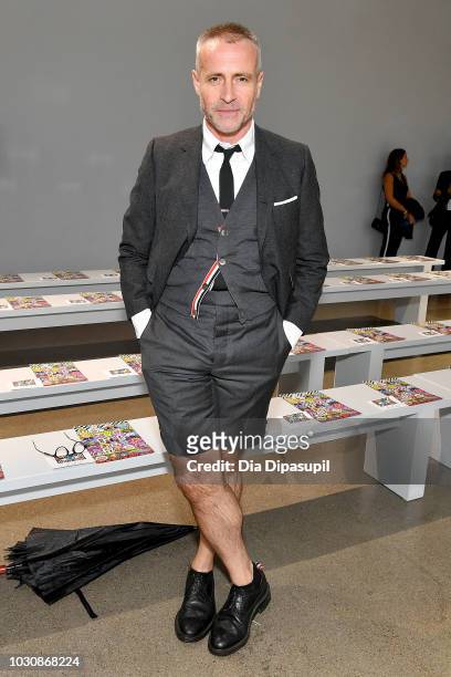 Designer Thom Browne attends the Libertine front row during New York Fashion Week: The Shows at Gallery II at Spring Studios on September 10, 2018 in...