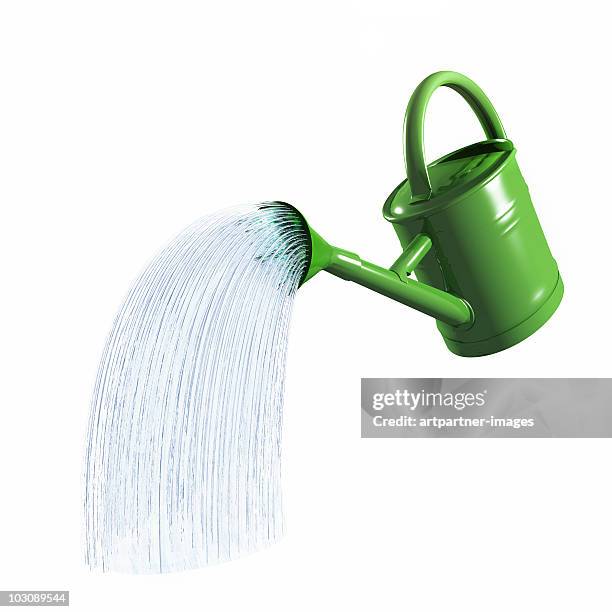 watering can pouring water - gießkanne stock-fotos und bilder